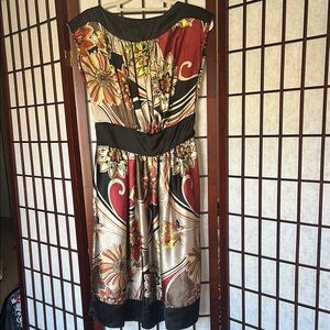Signature Size M Floral Print Dress with Black Accents